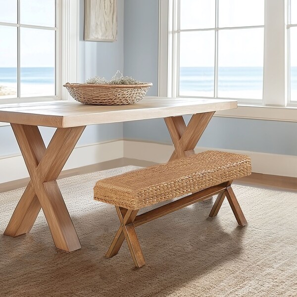 Ink+Ivy Seadrift Hand-woven Water Hyacinth Accent Bench - On Sale